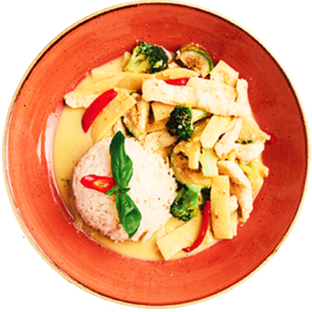 Über uns grünes thai curry